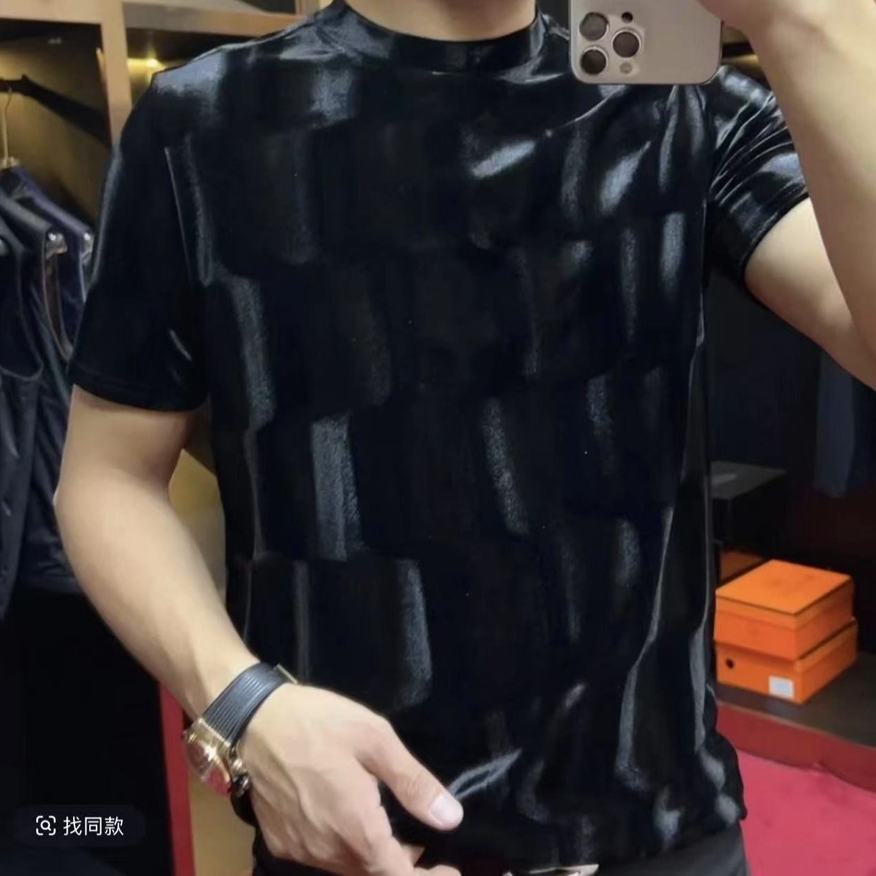 捡漏链接秋季男士金丝绒卫衣圆领秋季长袖潮流上衣镂空轻奢