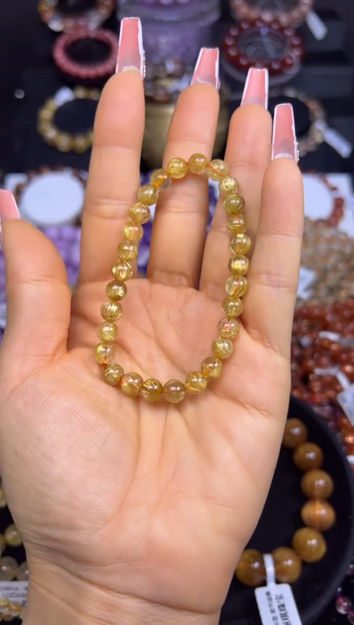 未镶嵌手串水晶金发晶6.7mm