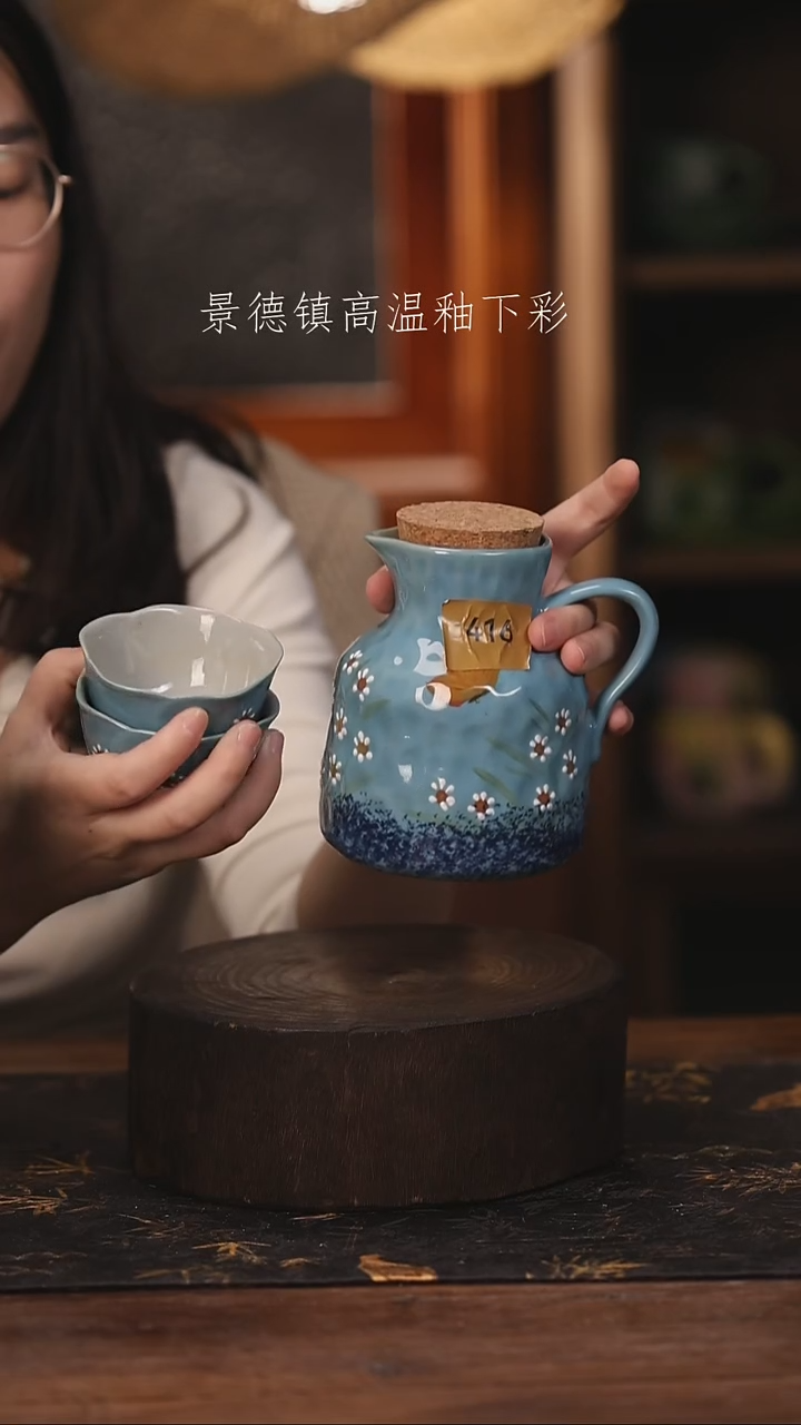 陶瓷景德镇高温釉下手绘陶瓷@L416@