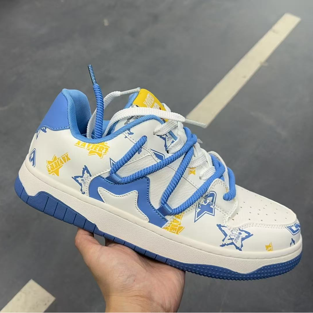 【X004-白蓝】小众设计休闲百搭时尚潮流低帮板鞋男女同款[小薇]