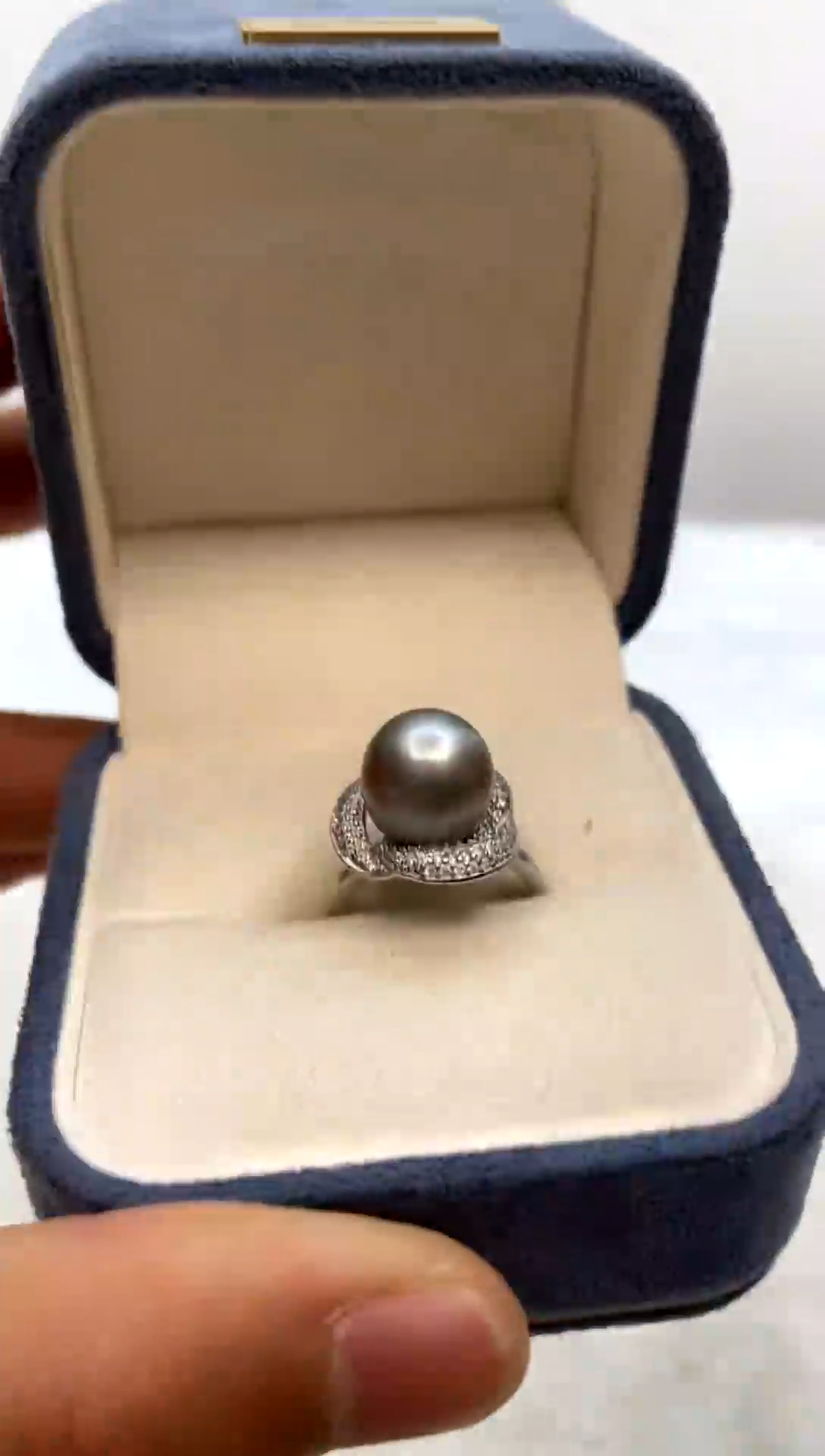 银S925镶嵌戒指海水珍珠11-12