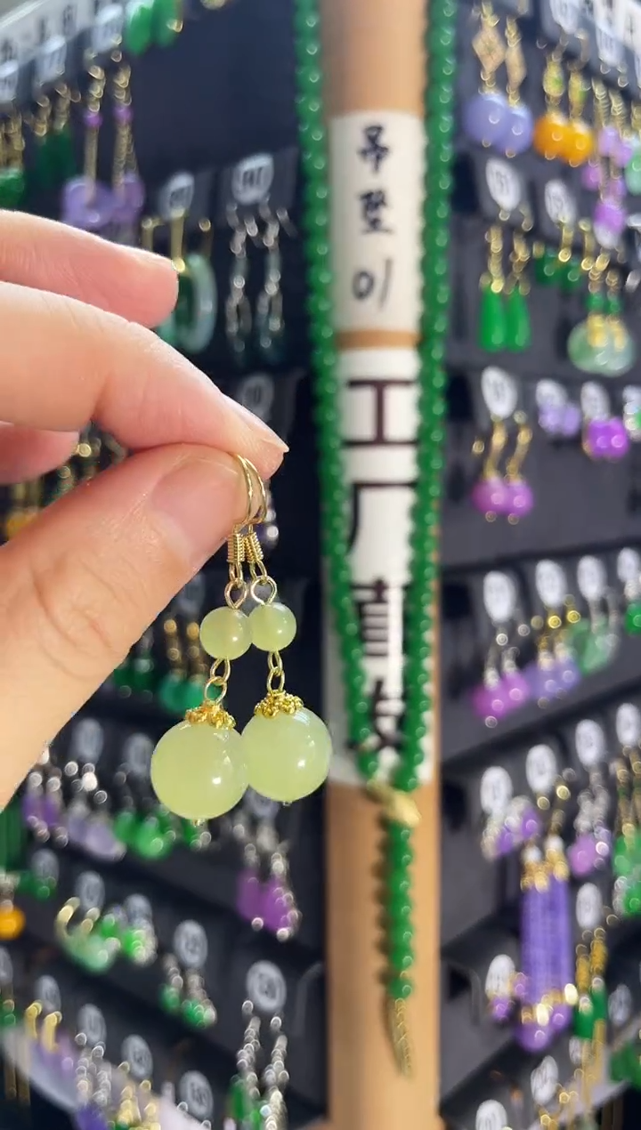 和田玉银S925镶嵌耳饰715