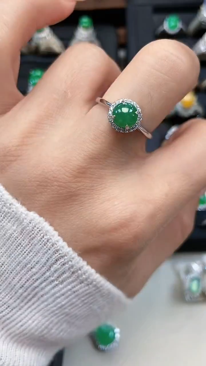 银S925镶嵌戒指翡翠6915