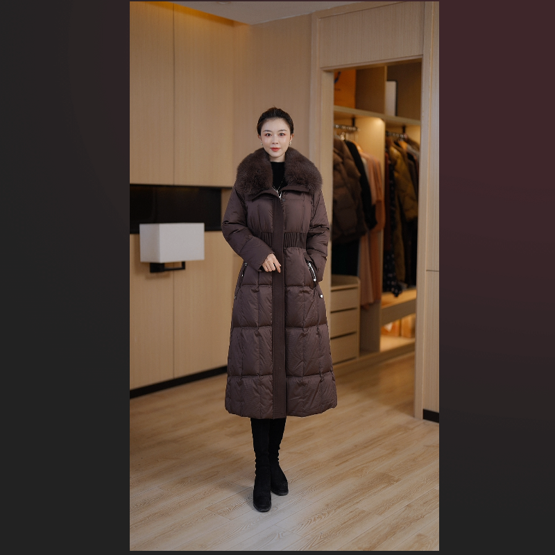 【88k152】狐狸毛领高填充白鹅绒保暖新款中长款羽绒服