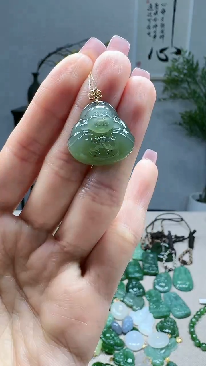 吊坠(不含链)18K金镶嵌和田玉1