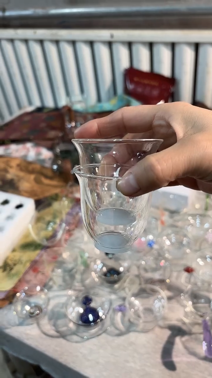 手工艺品玻璃韵杯白玉2只