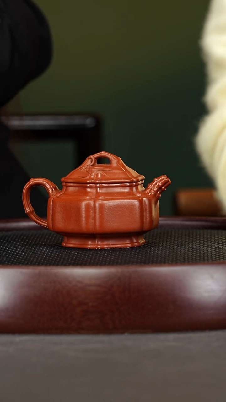茶壶紫砂54HH筋纹竹鼎 孟臣朱泥200cc