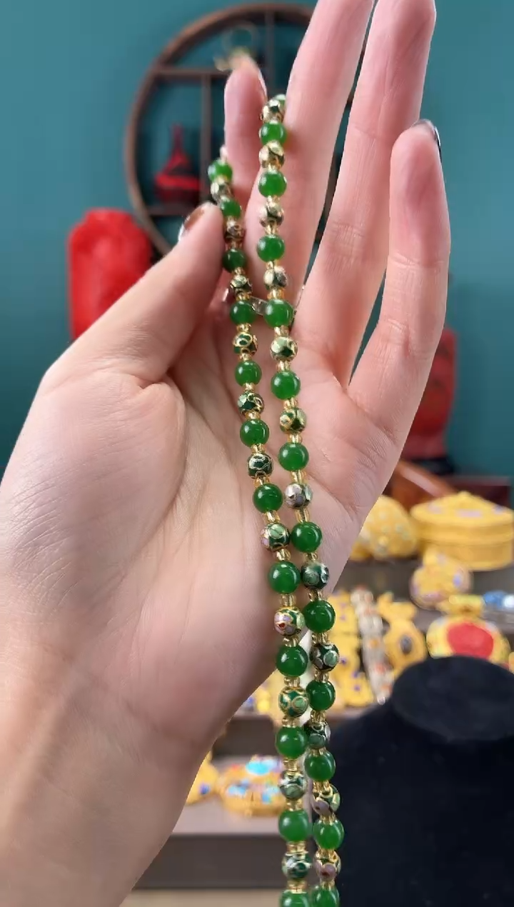 非遗手工景泰蓝项链0.6 绿色