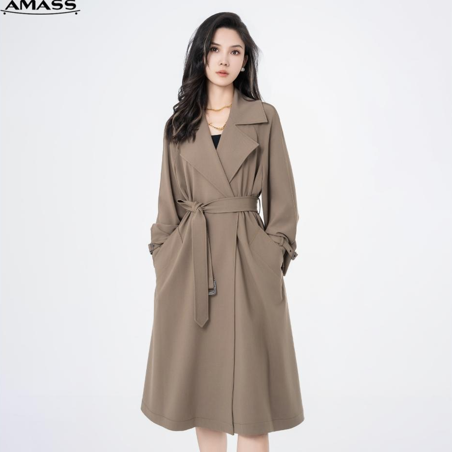 AMASS/阿玛施早秋新款英伦气质法式休闲显瘦卡其色风衣女5400848