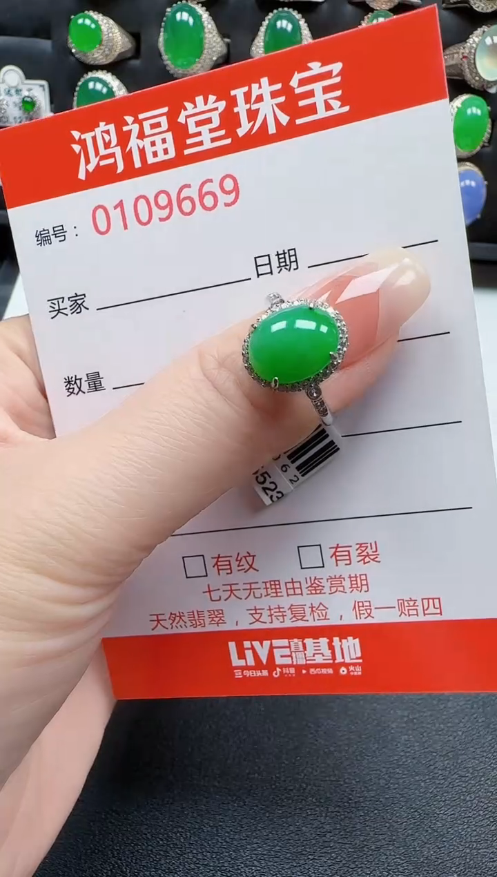【闪购商品】翡翠戒指银S925镶嵌9669