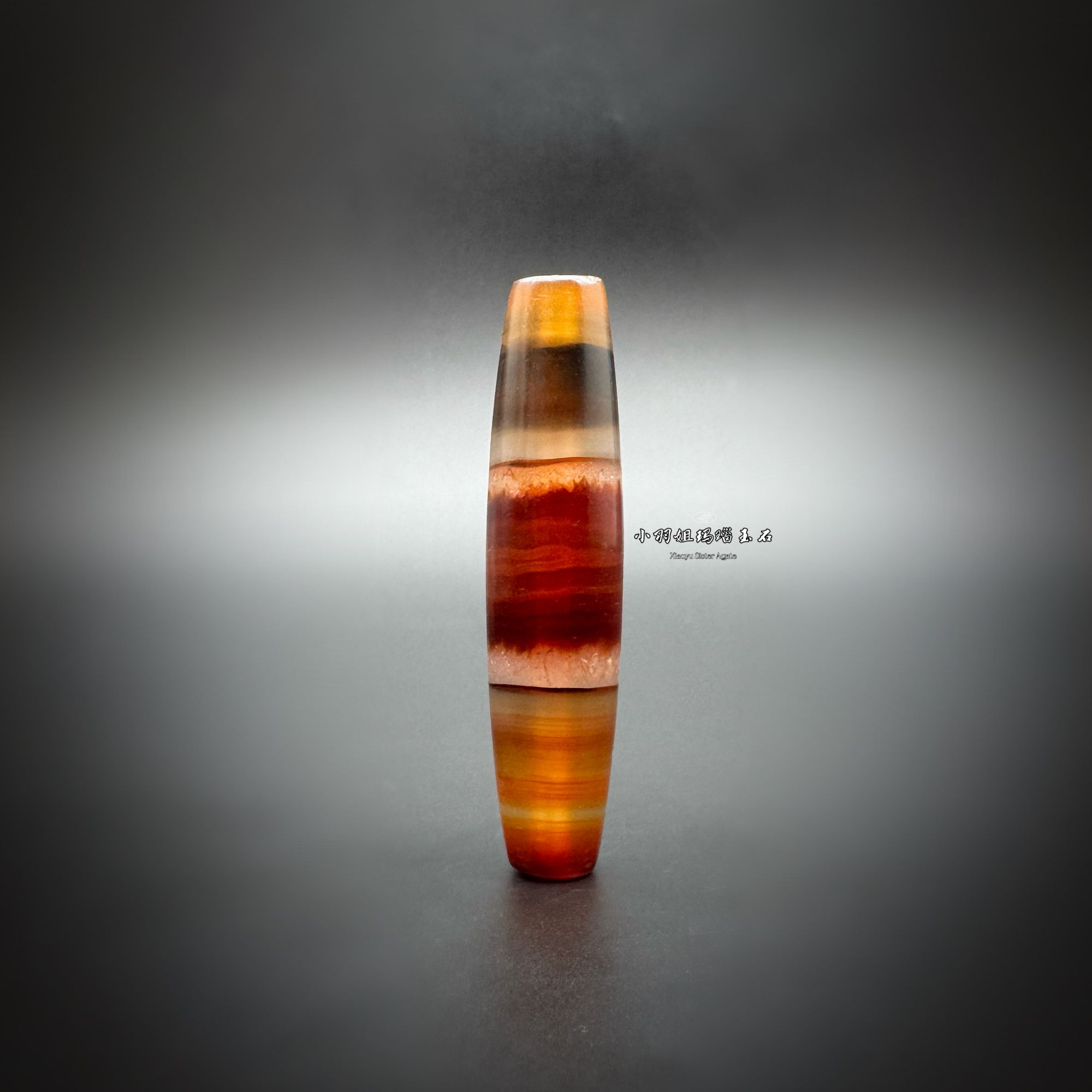 天然缠丝玛瑙满线糖透凤眼满线满砂 尺寸 52.5*12.3