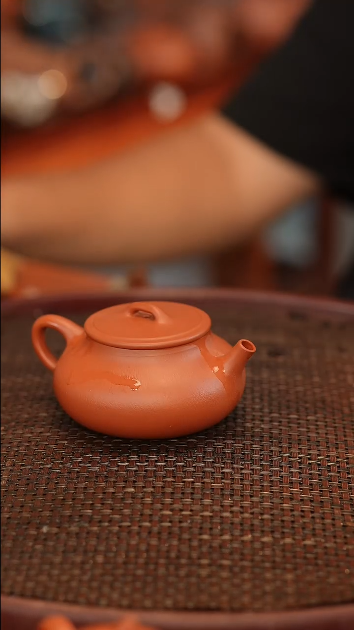 茶壶紫砂全手 大红袍 大口石瓢 140cc