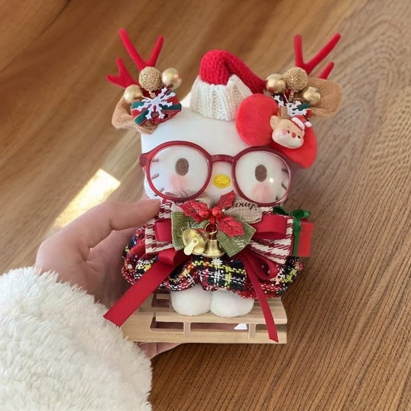 2026圣诞麋鹿款ktHelloKitty毛茸茸可爱治愈玩偶圣诞节礼物挂件