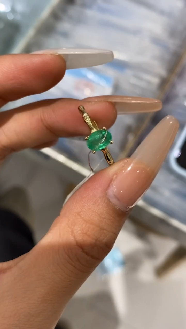 银S925镶嵌戒指祖母绿戒指