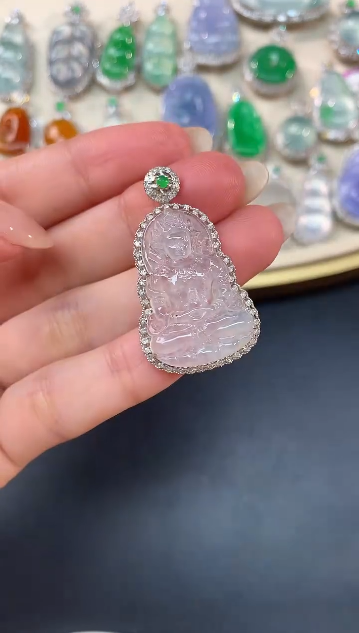 【闪购商品】翡翠吊坠(不含链)18K金镶嵌A72|5800