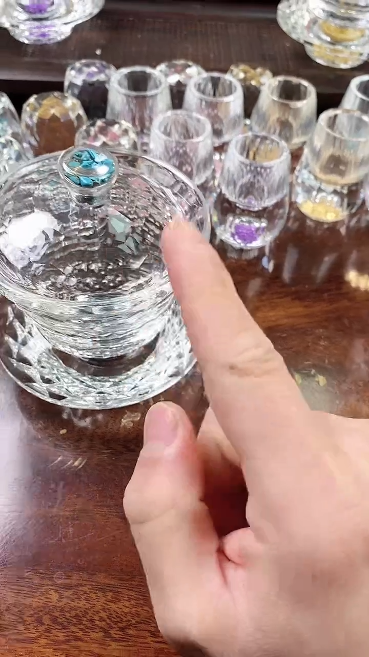 【闪购商品】玺宴新款水晶三才盖碗绿松石