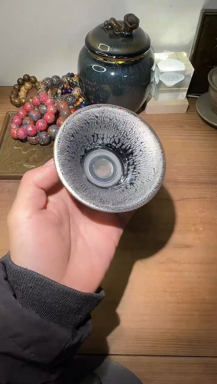 茶盏建阳建盏茶杯一只 茶漏+茶漏架