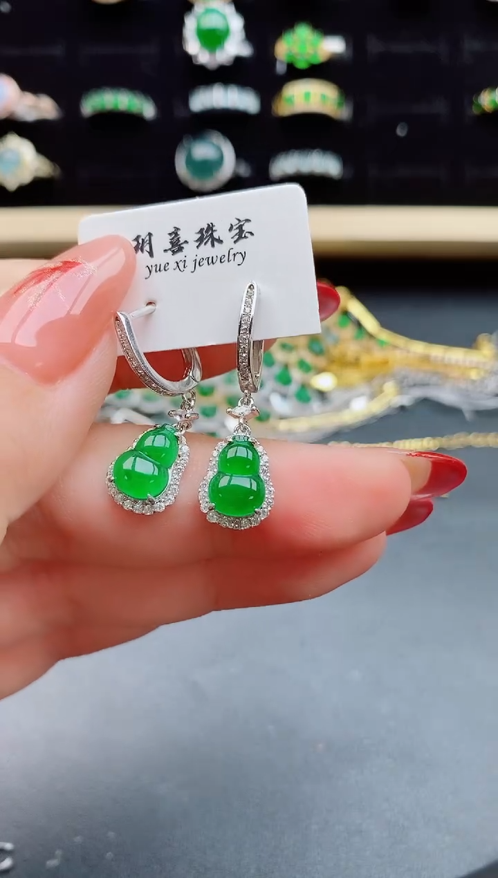 【闪购商品】翡翠耳饰银S925镶嵌23211