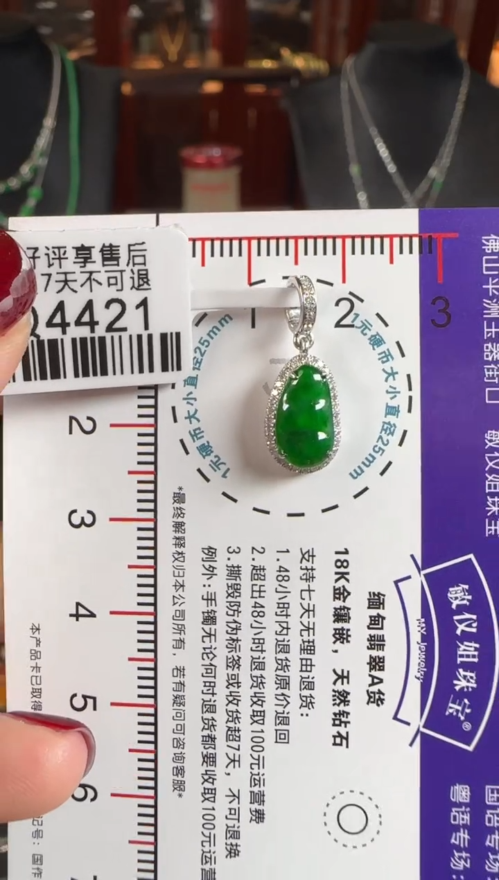 颈饰18K金镶嵌翡翠QQ4421豆豆小滴溜（活动扣头
