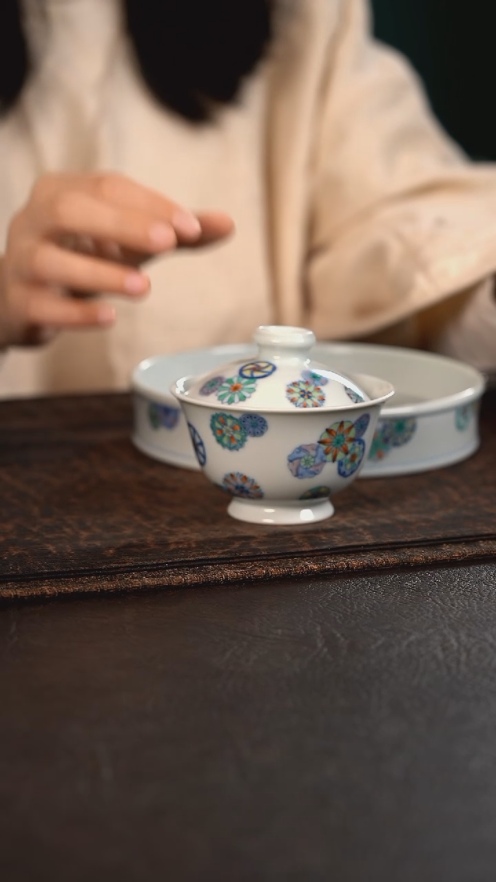 【闪购商品】杯云霞珍藏斗彩皮球花大盖碗