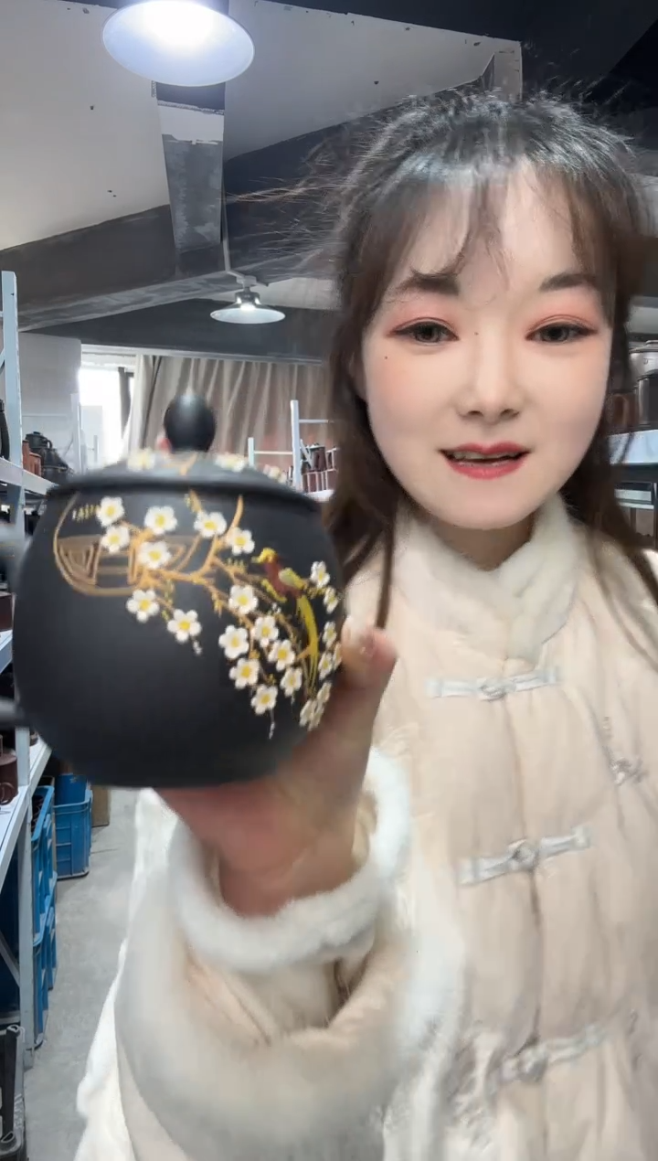 【闪购商品】紫砂盖杯紫砂盖杯喜上眉梢石黄