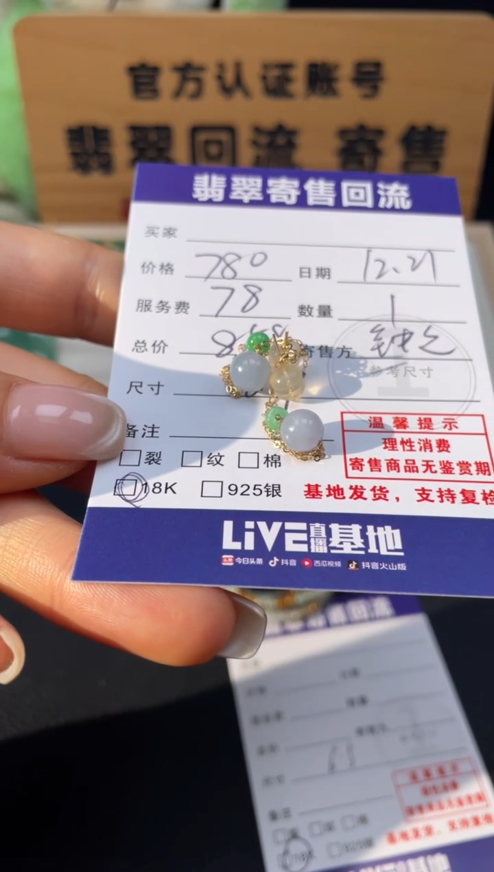18K金镶嵌翡翠耳饰10152228
