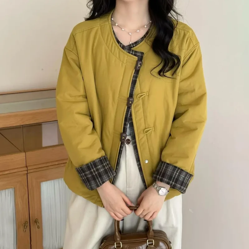 2025秋冬新款高端精致撞色棉服原创设计休闲时尚百搭显瘦气质棉袄