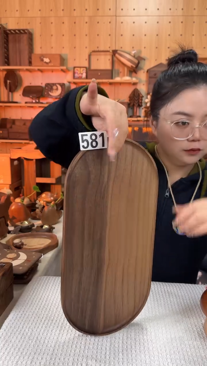 木581微瑕北美黑胡桃整木茶盘