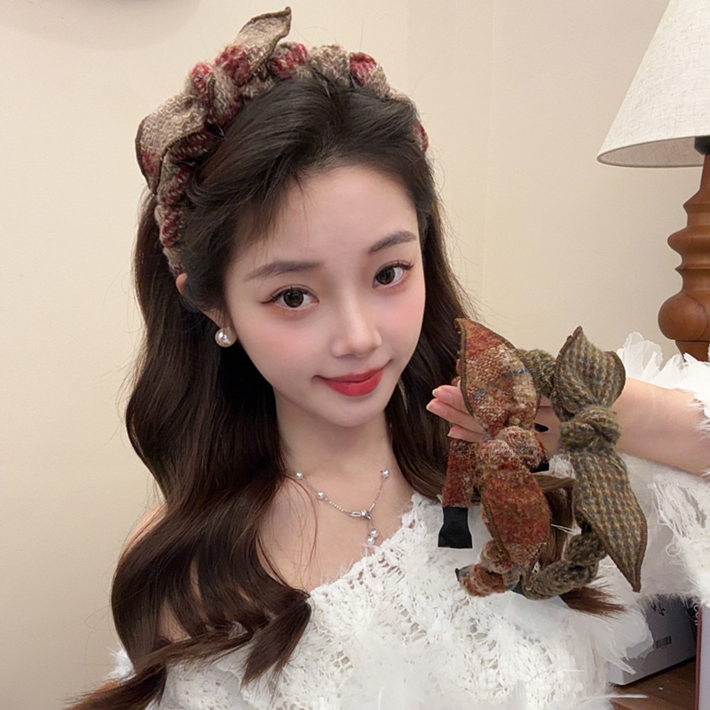美拉德色蝴蝶结兔耳发箍女日常外戴高颅顶压发卡可爱百搭头箍发饰