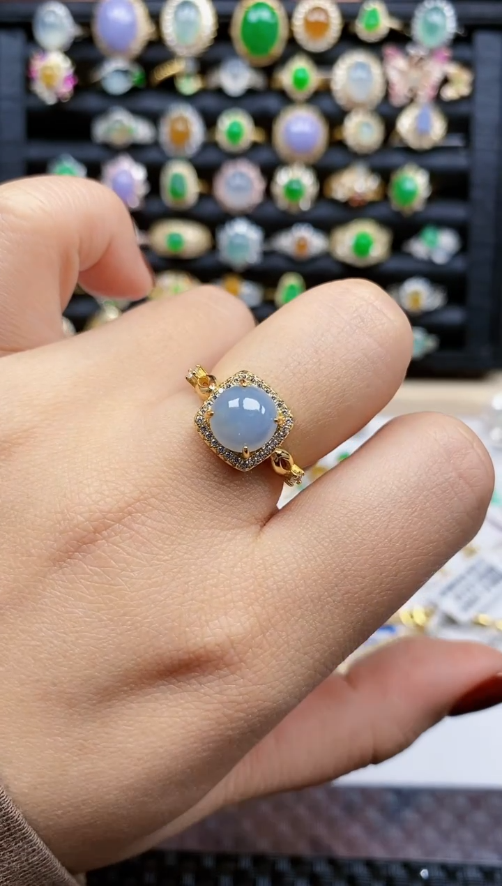 银S925镶嵌戒指翡翠357