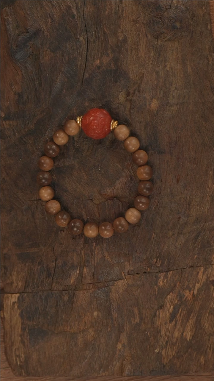 【闪购商品】檀香木手串18K金镶嵌定制-A2786