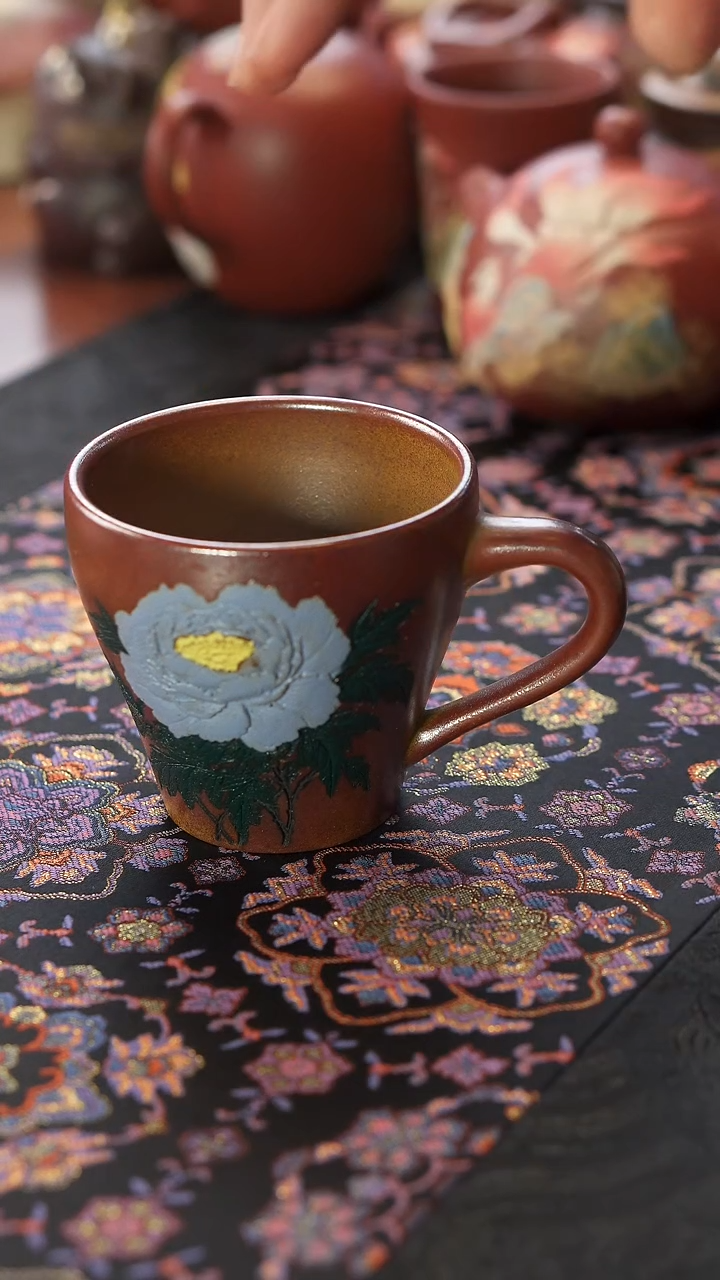 茶壶紫砂蓝色妖姬把杯