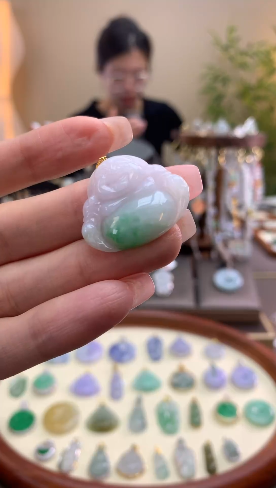 【闪购商品】翡翠颈饰18K金镶嵌佛公