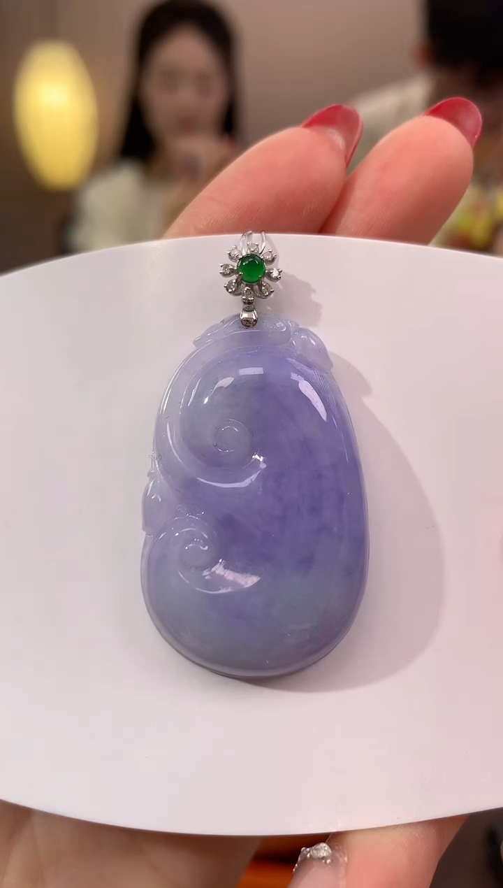 【闪购商品】翡翠颈饰18K金镶嵌天然缅甸a货翡翠