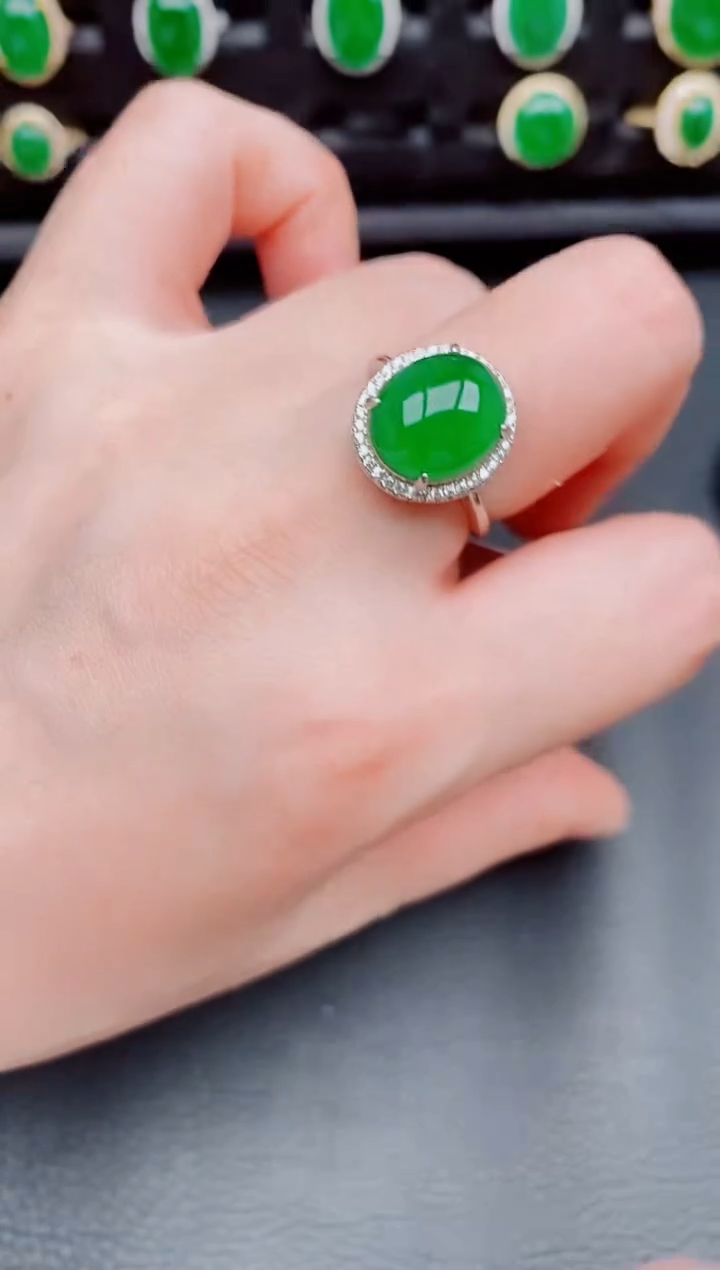 【闪购商品】翡翠戒指银S925镶嵌天然a货翡翠145