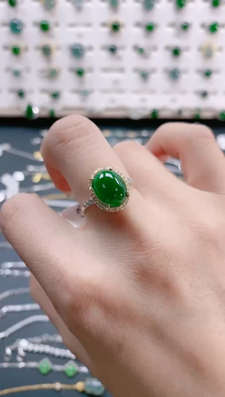 【闪购商品】翡翠戒指银S925镶嵌天然翡翠