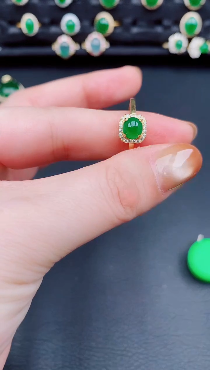 【闪购商品】翡翠戒指银S925镶嵌天然a货翡翠106