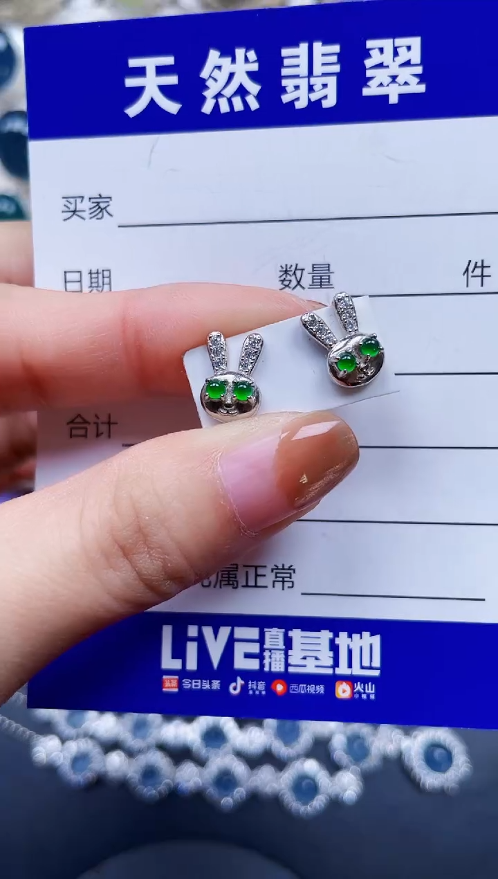 银S925镶嵌翡翠耳饰262