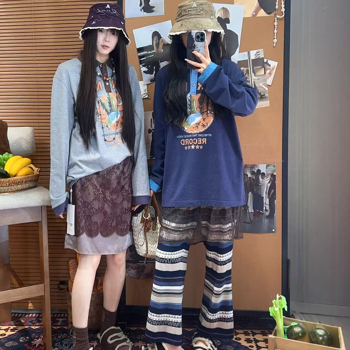 现货【JR飞雁POLO衫】2025秋新品POLO领印花宽松长袖T恤女
