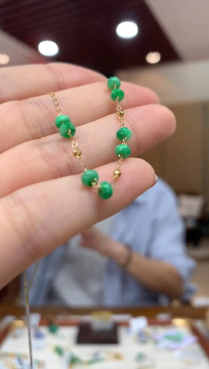 18K金镶嵌手链翡翠手链