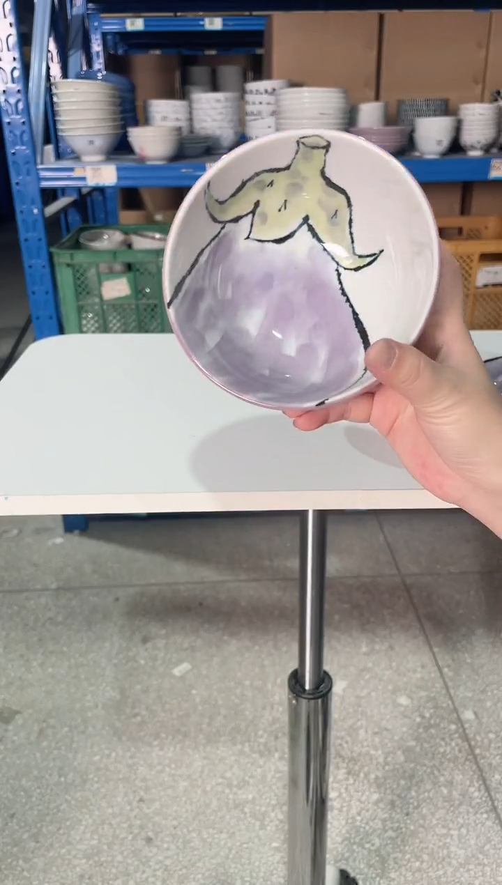 陶瓷【1支】13.2CM粉紫茄碗