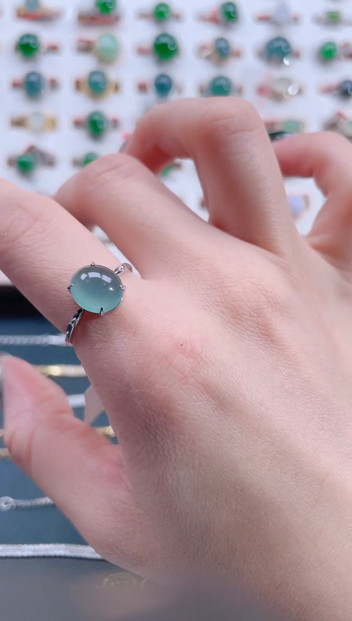 银S925镶嵌戒指翡翠天然翡翠