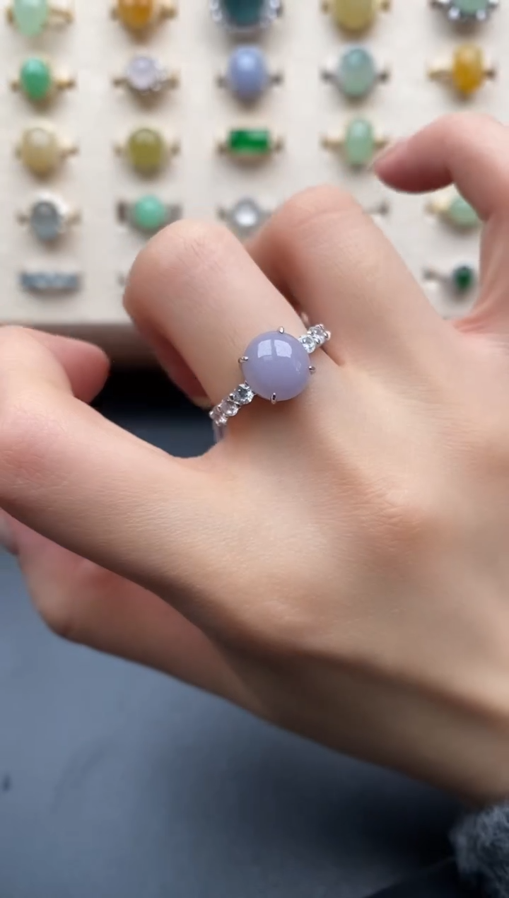 银S925镶嵌戒指翡翠一物一证一礼盒