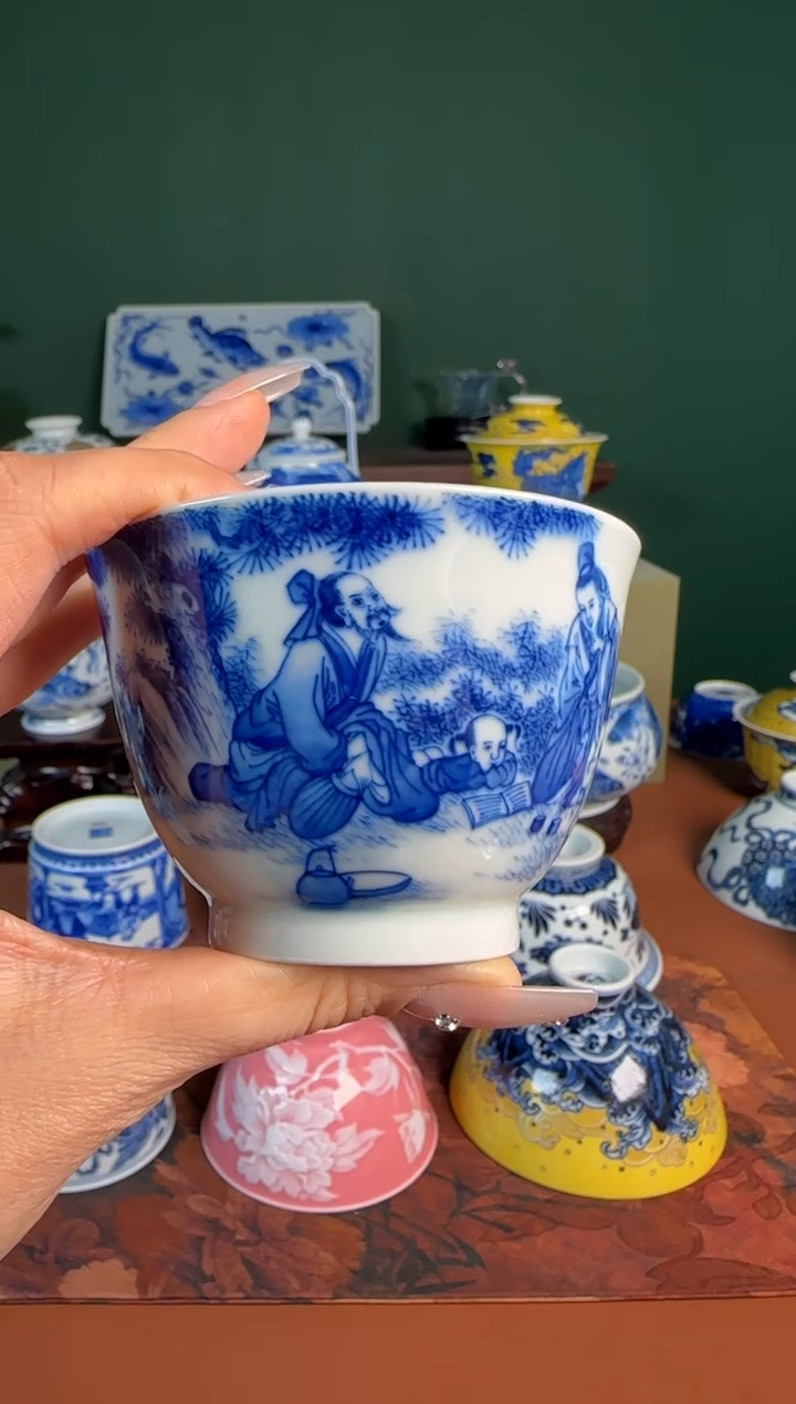 【闪购商品】杯仙岭阁 青花 人物 杯杯 