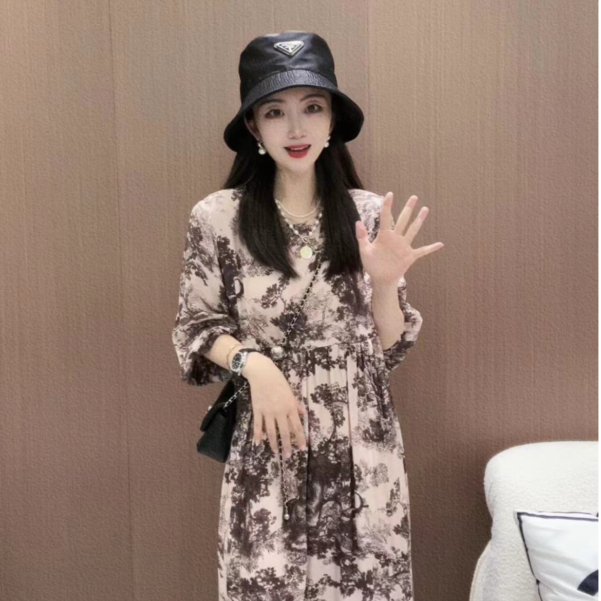《CHUN》枝繁叶茂桑蚕丝连衣裙