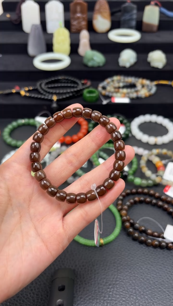 未镶嵌和田玉挂件8mm糖极限弧手串