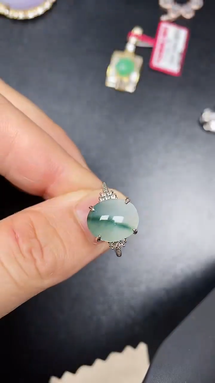 银S925镶嵌戒指翡翠3840