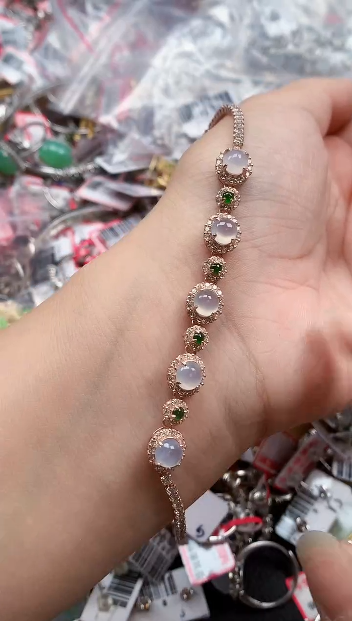 银S925镶嵌戒指翡翠天然A货缅甸翡翠