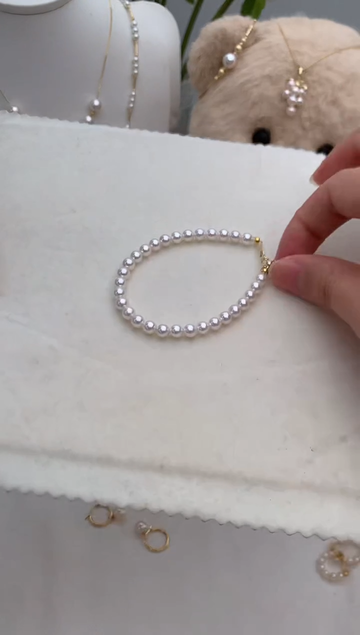 【闪购商品】海水珍珠手绳18K金镶嵌4.5-5极光全珠手链