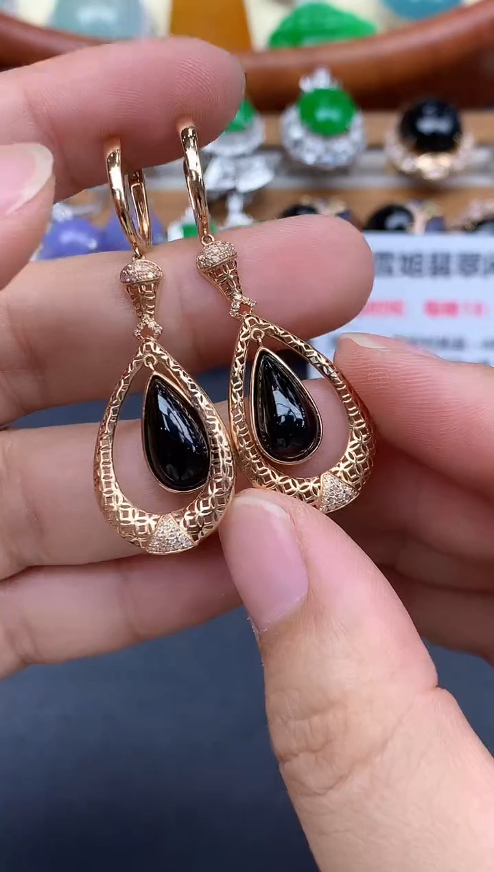 18K金镶嵌翡翠耳饰579-中国好珍宝